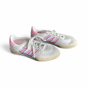 Adidas Originals Pink & Blue Striped Sneakers Womens Size 7